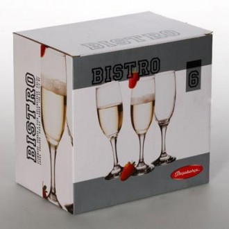 Стеклянный фужер Bistro для шампанского на высокой ножке объёмом 190 мл. Предназ. . фото 4