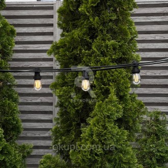 Уличная Ретро Гирлянда Патона с плоским проводом 10 метров на 20 филаментных лам. . фото 5