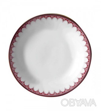 Набор 6 десертных тарелок "Вышиванка красный ромб" Ø20.5см. Выполнен из фарфора,. . фото 1