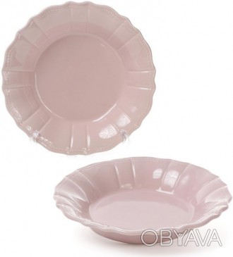 Набор глубоких тарелок Leeds Ceramics SUN (розовый пепельный). В наборе 6 круглы. . фото 1