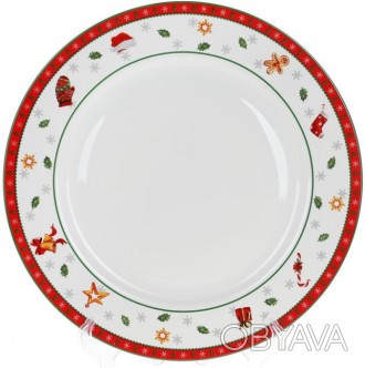 Тарелка обеденная "С Рождеством" - яркая посуда для уютного и веселого рождестве. . фото 1