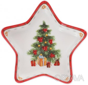 Блюдо в форме звезды "Елочка" - яркая посуда для уютного и веселого рождественск. . фото 1