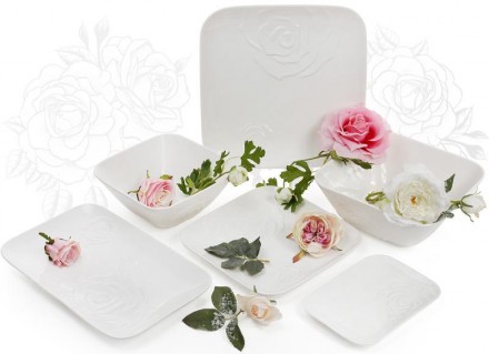 Набор 3 салатника из коллекции фарфоровой столовой посуды "White Rose". Высокока. . фото 3