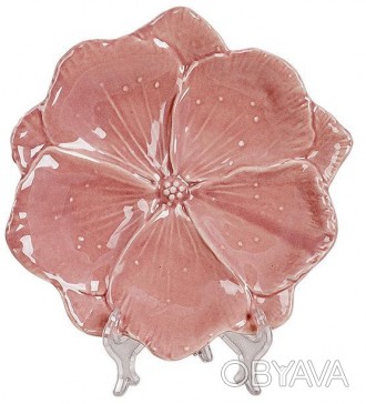 Блюда декоративные "Розовый Цветок". Размер: 18.6х18х3см. В наборе 3 фарфоровых . . фото 1