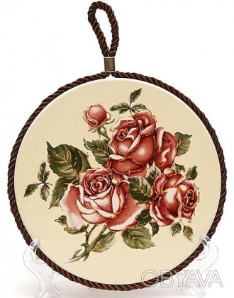 Подставка под горячее Cream Rose "Корейская Роза". Диаметр 16см. Керамическая по. . фото 1