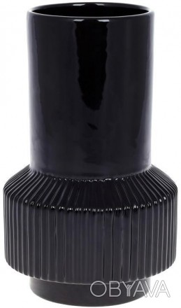 Керамическая ваза коллекции "Stone Flower", черного цвета. Размер: 13.6х13.6х22.. . фото 1