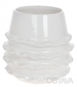 Керамическая ваза коллекции "Stone Flower Катарина", белый глянец. Настольная ва. . фото 1
