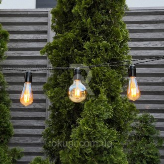 Ретро Гирлянда Эдисона с витым проводом 35 метров на 70 филаментных ламп Эдисона. . фото 3