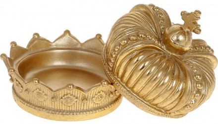 Шкатулка декоративная "Adeola Корона" в золотом цвете. Материал - полистоун (иск. . фото 3