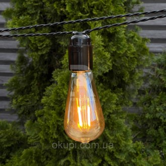 Ретро Гирлянда Эдисона с витым проводом 50 метров на 100 филаментных ламп Эдисон. . фото 4