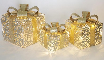 Набор декоративных подарков - 3 коробки с LED-подсветкой. Размеры коробок: 12.5с. . фото 3