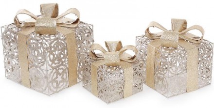 Набор декоративных подарков - 3 коробки с LED-подсветкой. Размеры коробок: 12.5с. . фото 2