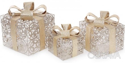 Набор декоративных подарков - 3 коробки с LED-подсветкой. Размеры коробок: 12.5с. . фото 1