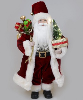 Фигура «Санта с елочкой» (мягкая игрушка), с LED подсветкой, бордо. Материал - т. . фото 3
