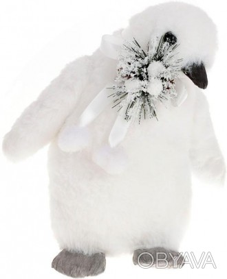 Новогодняя декоративная игрушка "Пингвиненок". Изготовлена из комбинированных ма. . фото 1