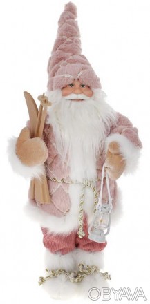 Новогодняя и рождественская фигура «Санта Клаус с Лыжами». Комбинированные матер. . фото 1