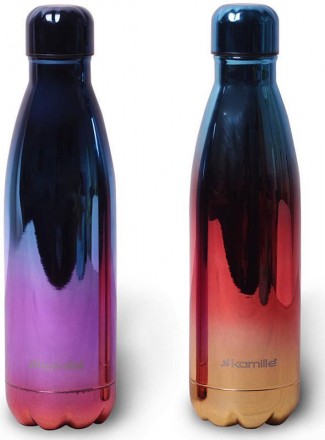 Термос-бутылка Kamille Bottle с цветной зеркальной поверхностью. Градиентный пер. . фото 2