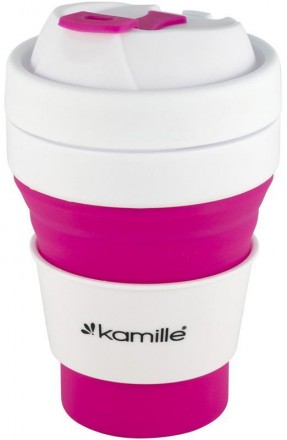 Спортивная складная бутылка Kamille для воды, объем 350мл. Материал корпуса - си. . фото 2
