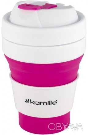 Спортивная складная бутылка Kamille для воды, объем 350мл. Материал корпуса - си. . фото 1