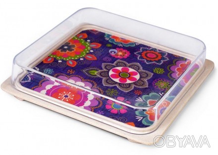 Емкость для хранения продуктов Fissman Purpur 16x16x3см из бамбукового волокна,