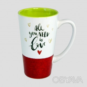 Чашка для латте Любов (червона) безцінний подарунок поціновувачам цього кавового. . фото 1
