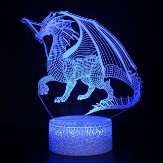 3D Світильник сенсорний Летючий дракон 15959-2-8 - творча лампа та інноваційний . . фото 7