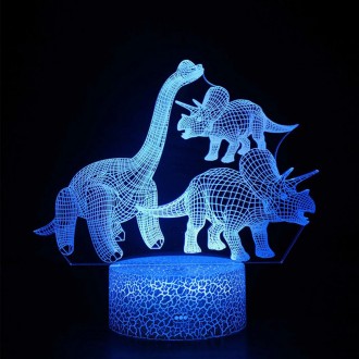 3D Світильник сенсорний Динозаврики 15952-3-19 - творча лампа та інноваційний ні. . фото 2