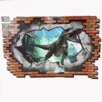 Інтер'єрна наклейка 3D Динозавр через стіну 3D69003 90х60см - це швидкий спосіб . . фото 2