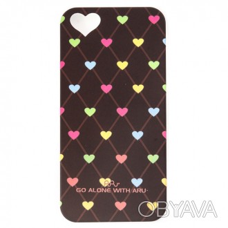 Чехол ARU для iPhone 5S Hearts Dark Brown – стильный аксессуар, обрамляющий задн. . фото 1