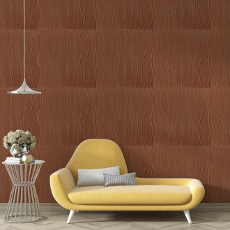 Самоклеюча декоративна настінно-стельова 3D панель коричневі хвилі 700x700x7мм (. . фото 6