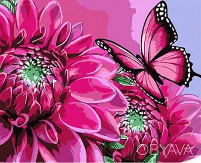 Набір для розпису по номерах Метелик на яскравих квітках Strateg розміром 30х40 . . фото 1
