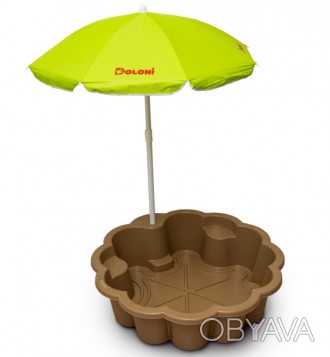 Пісочниця - басейн "Квітка" з парасолькою, темно-коричнева Фламінго, діаметр 80 . . фото 1