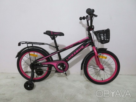 Велосипед дитячий 2-х коліс.16"" Like2bike Dark Rider, чорно-рожевий, рама сталь. . фото 1