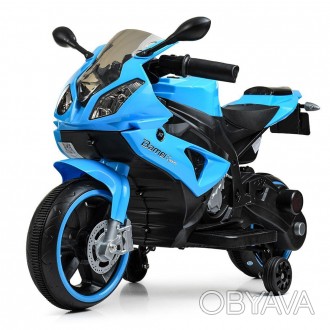 Мотоцикл 2 мотори 25W, 2 акум. 6V5AH,MP3, USB, світ. колеса, синій/1/ Работаем с. . фото 1