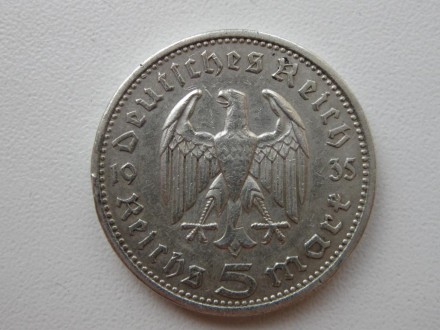 Третий рейх 5 марок 1935 год А. Серебро.. . фото 2