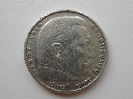 Третий рейх 5 марок 1935 год А. Серебро.. . фото 3