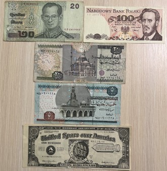 Иностранные банкноты.
Царская Россия, Польша, Египет, Америка(сувенирная), Таил. . фото 5
