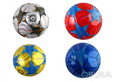М`яч футбольний 3 види, вага 330-350 грамів, матеріал PU, балон гумовий, розмір . . фото 1