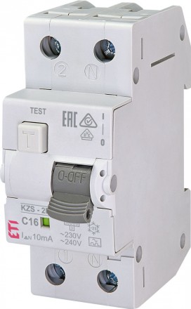 Дифференциальный автомат ETI KZS-2M 1P+N C 16A 10kA 10mA A (2173234). Луцк. фото 1 Дифференциальный автомат ETI KZS-2M 1P+N C 16A 10kA 10mA A (2173234). Луцк. фото 1