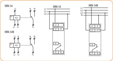 Реле контроля напряжения ETI HRN-54N 3х400/230V AC 8A 1P 2471412 (трехфазное, c . . фото 5