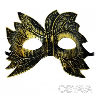 Маска Інкогніто (золота) – класична маска венеціанського карнавалу. Елегантне до. . фото 1