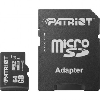 Карта пам'яті Patriot microSDXC 64Gb UHS-I Class 10 LX + adapter (PSF64GMCSDXC10. Харків. фото 1 Карта пам'яті Patriot microSDXC 64Gb UHS-I Class 10 LX + adapter (PSF64GMCSDXC10. Харків. фото 1