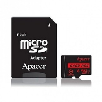 Карта памяти Apacer microSD 64GB UHS-I U1+ адаптер (R85MB/s) (Код товару:13687). Харків. фото 1 Карта памяти Apacer microSD 64GB UHS-I U1+ адаптер (R85MB/s) (Код товару:13687). Харків. фото 1