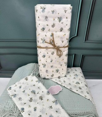 Комплект хлопкового постельного белья ранфорс с летним вафельным покрывалом-плед. . фото 4