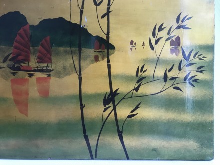Картина - живопис Рибацькі джонки.
Дерево, ручний розпис лаковий, Східна Азія.
. . фото 4