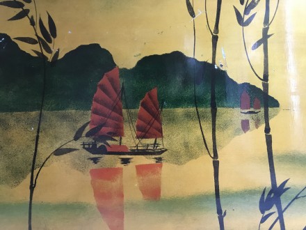 Картина - живопис Рибацькі джонки.
Дерево, ручний розпис лаковий, Східна Азія.
. . фото 6