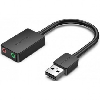 Звукова карта Vention USB Sound Card 2.0 Channel 0.15 м, Black (CDYB0) підключає. . фото 3