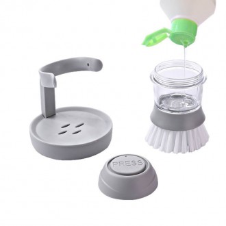 Щетка для посуды с дозатором для моющего средства "Cleaning Pot Brush" с подстав. . фото 9