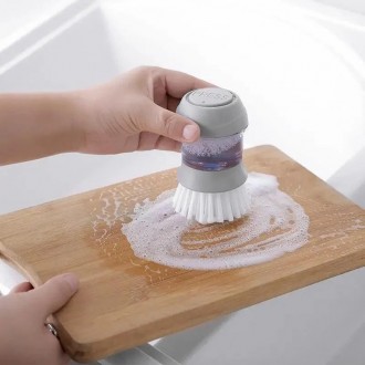 Щетка для посуды с дозатором для моющего средства "Cleaning Pot Brush" с подстав. . фото 6