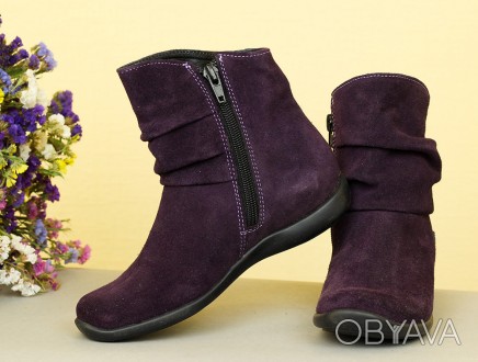Гарні замшеві чобітки насиченого фіолетового кольору. Стануть прикрасою гардероб. . фото 1